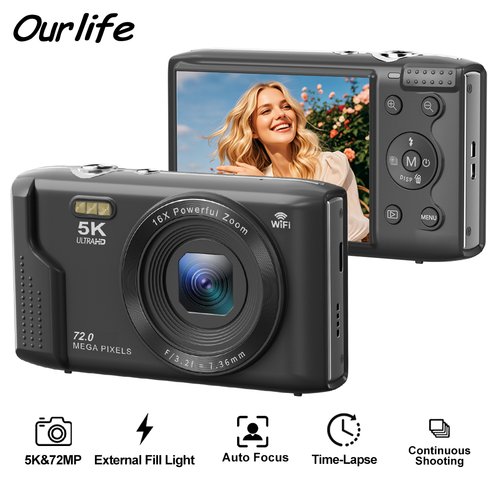 Vintage Home Cinema - Ourlife Fotocamera digitale compatta 5K 72MP