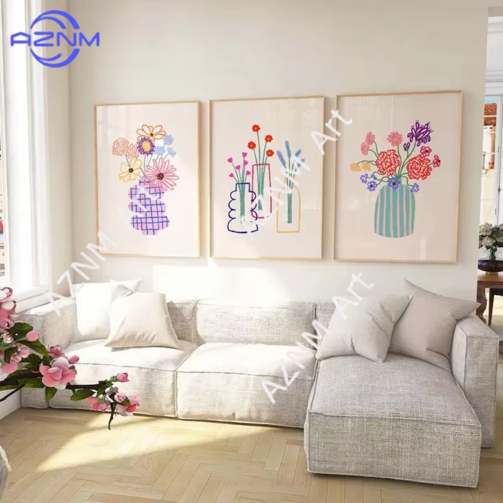 Home Cinema Wall Art - 1/3 Pezzi Poster Astratto con Vaso
