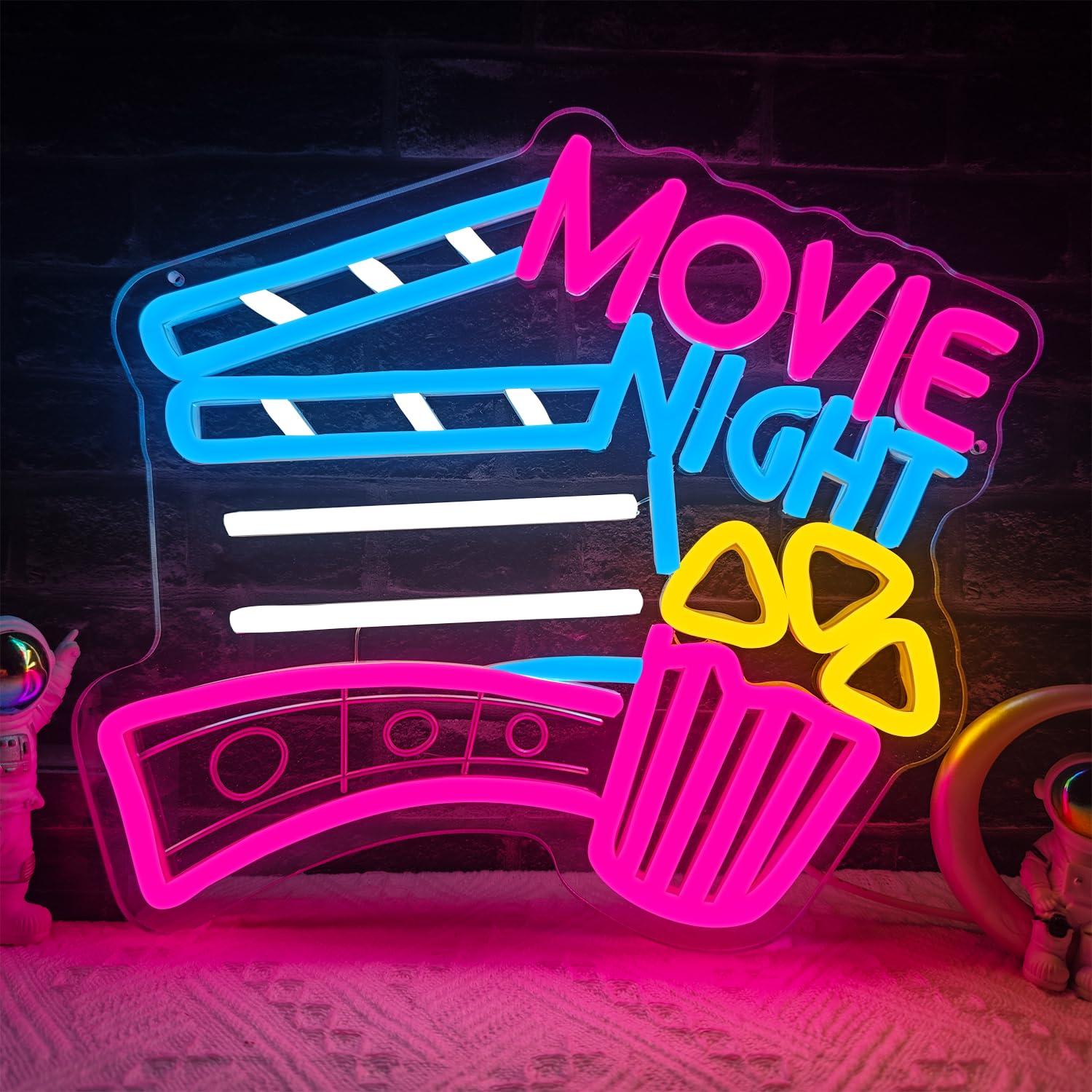 Home Cinema Night - Insegna al Neon per Serata Cinema,