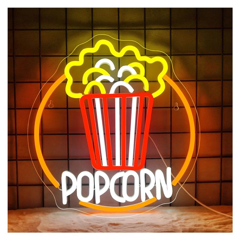 Home Cinema Today - Insegna al neon con pop corn,