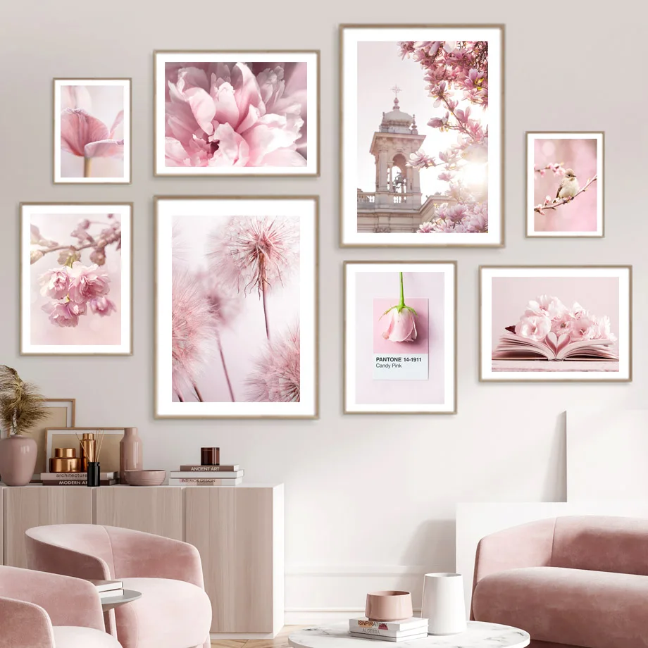 Home Cinema Wall Art - Primavera Rosa Rosa Peonia Sakura Dente