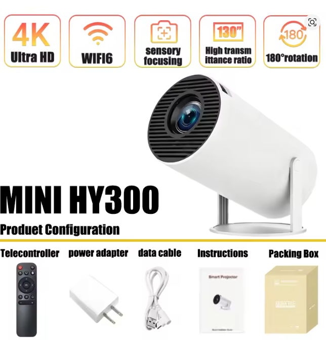 Home Cinema Night - Mini Proiettore Portatile HY300 Android 11